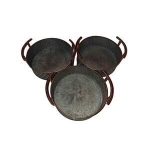 Galvanized Metal Trays (3) with rust trim - Price for all 3 - 9"